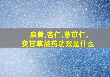 麻黄,杏仁,薏苡仁,炙甘草熬药功效是什么