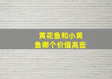 黄花鱼和小黄鱼哪个价值高些