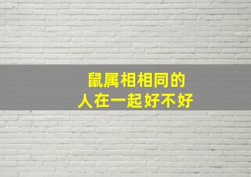 鼠属相相同的人在一起好不好