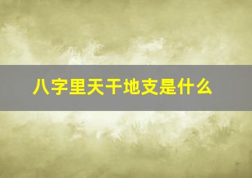 八字里天干地支是什么