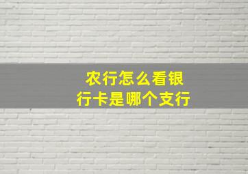 农行怎么看银行卡是哪个支行