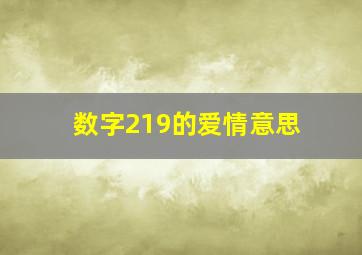 数字219的爱情意思