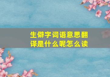 生僻字词语意思翻译是什么呢怎么读