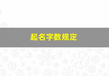 起名字数规定