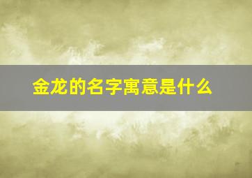 金龙的名字寓意是什么